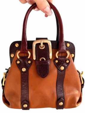 WILSON’S LEATHER Camel and Brown Belt Mini Purse